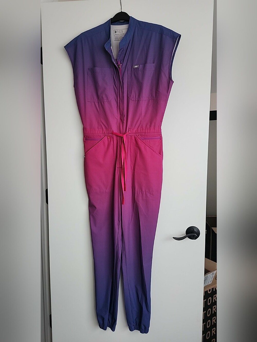 Figs Rafaela Cargo Ombre Sunset ScrubJumpsuit Sz Small